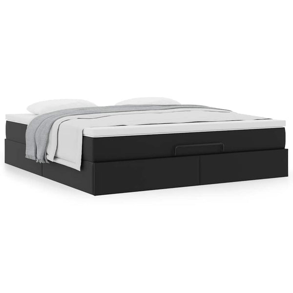 vidaXL Ottoman Bed with Mattress Black 160x200 cm Faux Leather