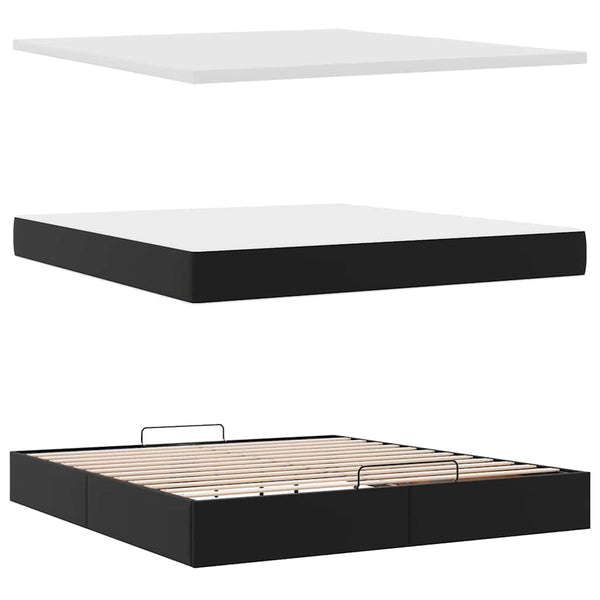 vidaXL Ottoman Bed with Mattress Black 160x200 cm Faux Leather