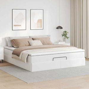 vidaXL Ottoman Bed with Mattress White 160x200 cm Faux Leather