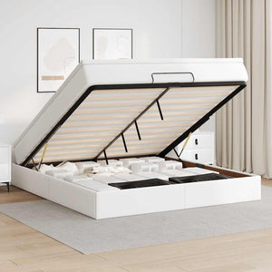 vidaXL Ottoman Bed with Mattress White 160x200 cm Faux Leather