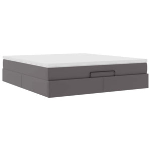 vidaXL Ottoman Bed with Mattress Grey 160x200 cm Faux Leather