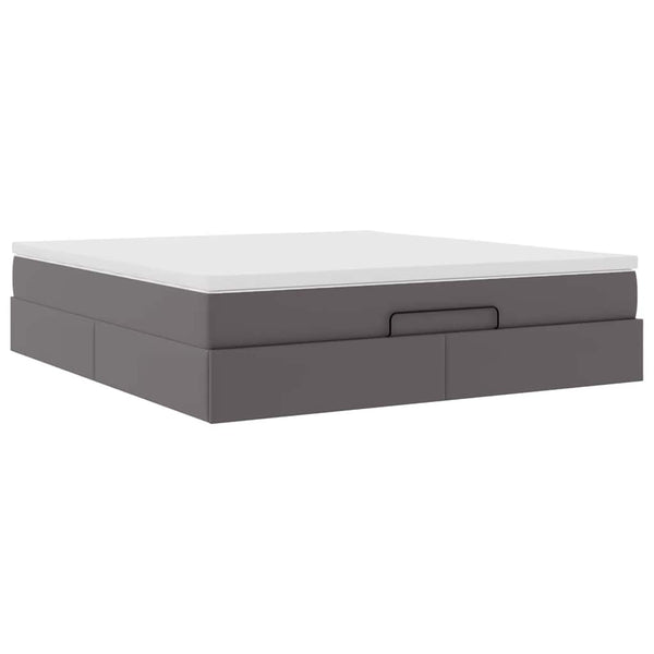 vidaXL Ottoman Bed with Mattress Grey 160x200 cm Faux Leather