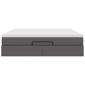 vidaXL Ottoman Bed with Mattress Grey 160x200 cm Faux Leather