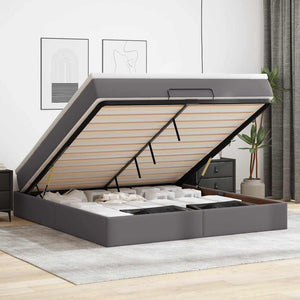 vidaXL Ottoman Bed with Mattress Grey 160x200 cm Faux Leather