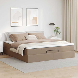 vidaXL Ottoman Bed with Mattress Cappuccino Brown 160x200 cm Faux Leather