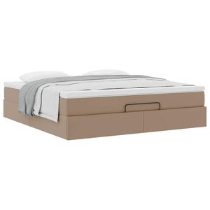 vidaXL Ottoman Bed with Mattress Cappuccino Brown 160x200 cm Faux Leather