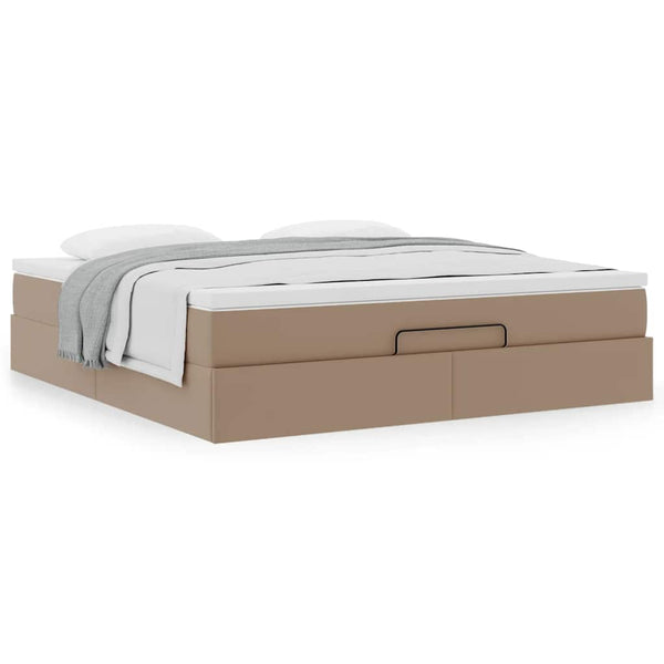 vidaXL Ottoman Bed with Mattress Cappuccino Brown 160x200 cm Faux Leather