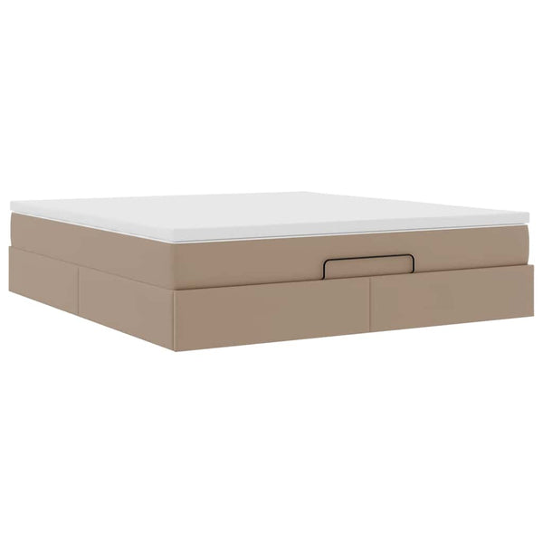 vidaXL Ottoman Bed with Mattress Cappuccino Brown 160x200 cm Faux Leather