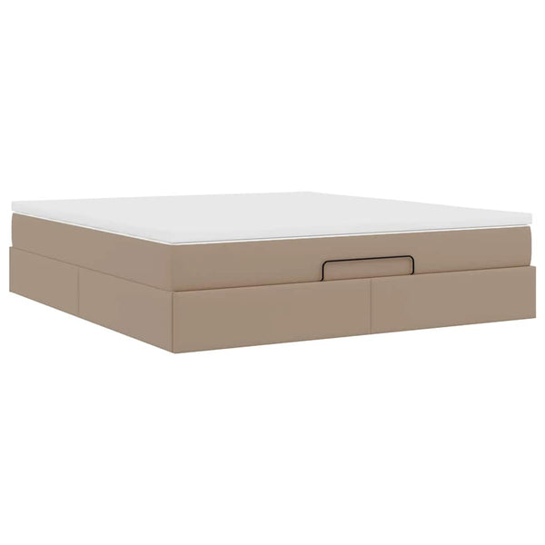 vidaXL Ottoman Bed with Mattress Cappuccino Brown 160x200 cm Faux Leather