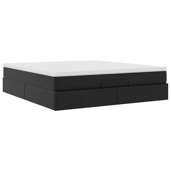 vidaXL Ottoman Bed with Mattress Black 180x200 cm Faux Leather