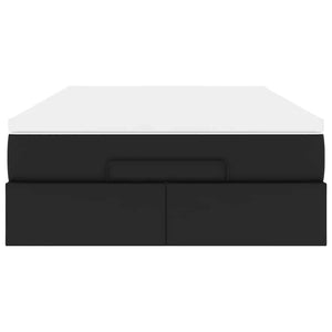 vidaXL Ottoman Bed with Mattress Black 180x200 cm Faux Leather
