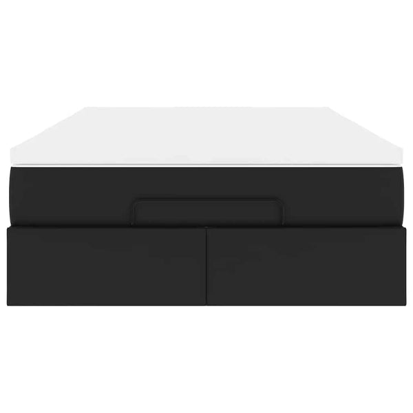vidaXL Ottoman Bed with Mattress Black 180x200 cm Faux Leather