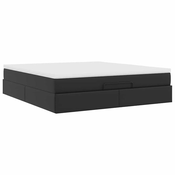 vidaXL Ottoman Bed with Mattress Black 180x200 cm Faux Leather