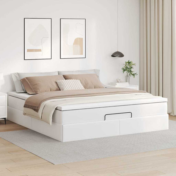 vidaXL Ottoman Bed with Mattress White 180x200 cm Faux Leather
