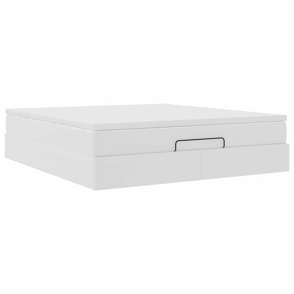 vidaXL Ottoman Bed with Mattress White 180x200 cm Faux Leather