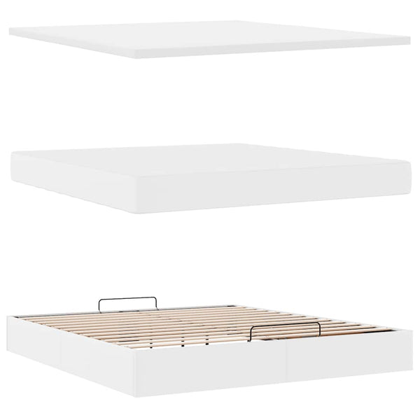 vidaXL Ottoman Bed with Mattress White 180x200 cm Faux Leather