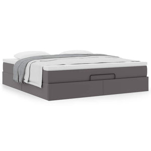 vidaXL Ottoman Bed with Mattress Grey 180x200 cm Faux Leather