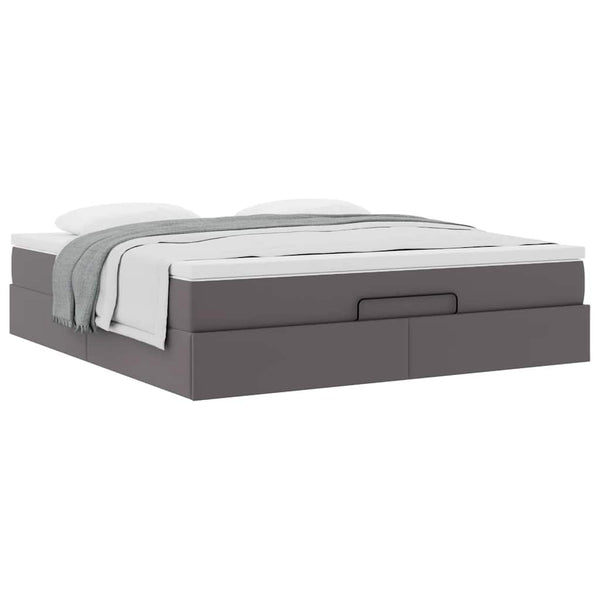 vidaXL Ottoman Bed with Mattress Grey 180x200 cm Faux Leather