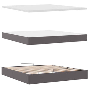 vidaXL Ottoman Bed with Mattress Grey 180x200 cm Faux Leather