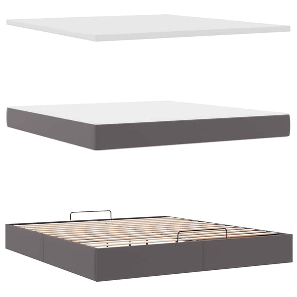 vidaXL Ottoman Bed with Mattress Grey 180x200 cm Faux Leather