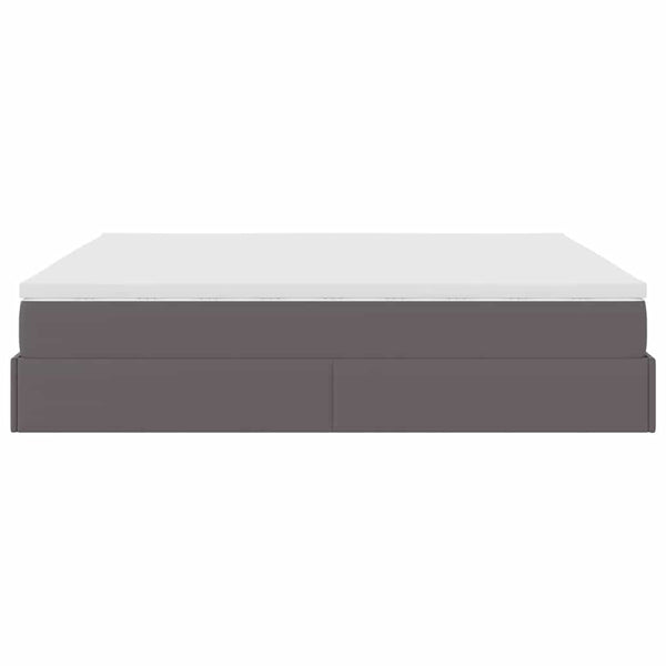 vidaXL Ottoman Bed with Mattress Grey 180x200 cm Faux Leather