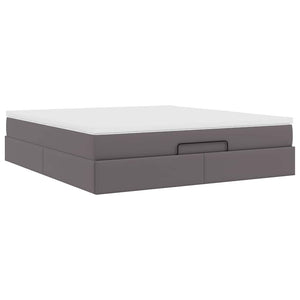 vidaXL Ottoman Bed with Mattress Grey 180x200 cm Faux Leather