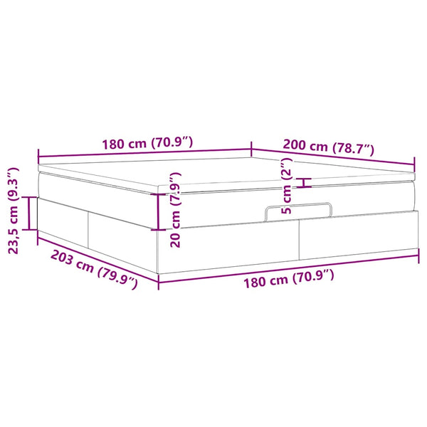 vidaXL Ottoman Bed with Mattress Cappuccino Brown 180x200cm Faux Leather