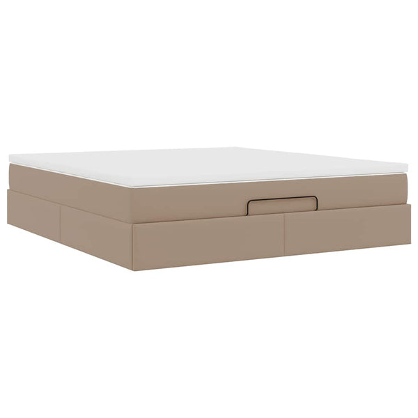vidaXL Ottoman Bed with Mattress Cappuccino Brown 180x200cm Faux Leather