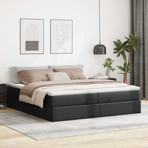 vidaXL Ottoman Bed with Mattresses Black 200x200 cm Artificial Leather