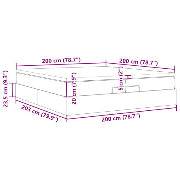 vidaXL Ottoman Bed with Mattresses Black 200x200 cm Artificial Leather