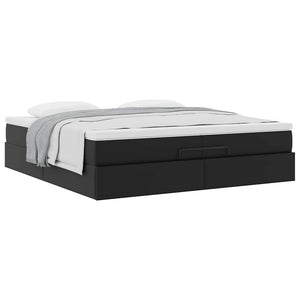 vidaXL Ottoman Bed with Mattresses Black 200x200 cm Artificial Leather
