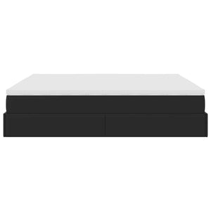 vidaXL Ottoman Bed with Mattresses Black 200x200 cm Artificial Leather