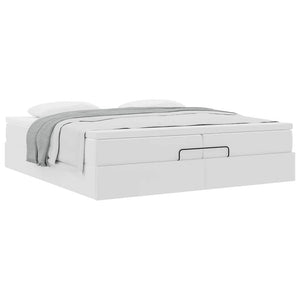 vidaXL Ottoman Bed with Mattresses White 200x200 cm Artificial Leather