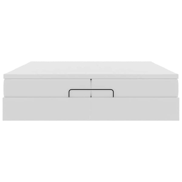 vidaXL Ottoman Bed with Mattresses White 200x200 cm Artificial Leather
