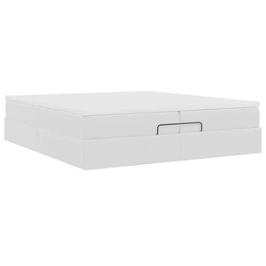 vidaXL Ottoman Bed with Mattresses White 200x200 cm Artificial Leather
