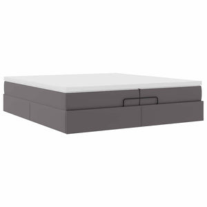 vidaXL Ottoman Bed with Mattresses Grey 200x200 cm Faux Leather