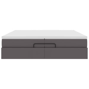 vidaXL Ottoman Bed with Mattresses Grey 200x200 cm Faux Leather