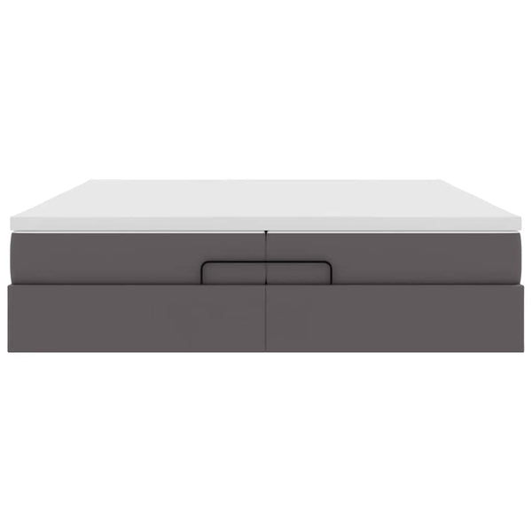 vidaXL Ottoman Bed with Mattresses Grey 200x200 cm Faux Leather