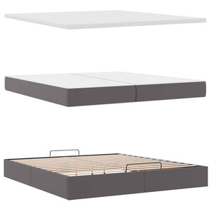 vidaXL Ottoman Bed with Mattresses Grey 200x200 cm Faux Leather