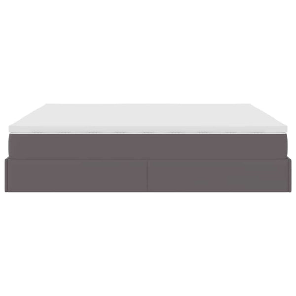 vidaXL Ottoman Bed with Mattresses Grey 200x200 cm Faux Leather