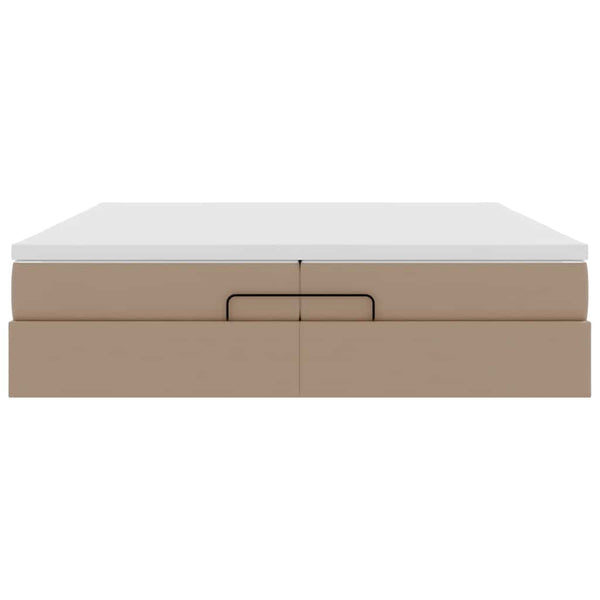 vidaXL Ottoman Bed with Mattresses Cappuccino 200x200cm Artificial Leather