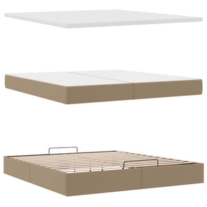 vidaXL Ottoman Bed with Mattresses Cappuccino 200x200cm Artificial Leather