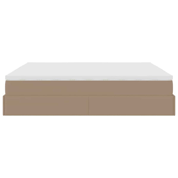 vidaXL Ottoman Bed with Mattresses Cappuccino 200x200cm Artificial Leather