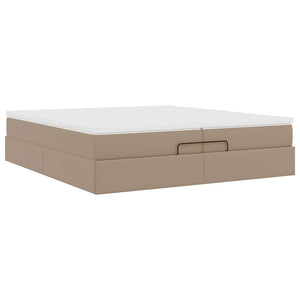 vidaXL Ottoman Bed with Mattresses Cappuccino 200x200cm Artificial Leather