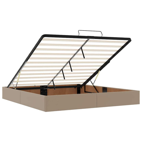 vidaXL Ottoman Bed with Mattresses Cappuccino 200x200cm Artificial Leather