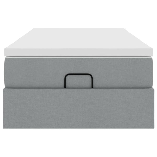 vidaXL Ottoman Bed with Mattress Light Grey 80x200 cm Fabric