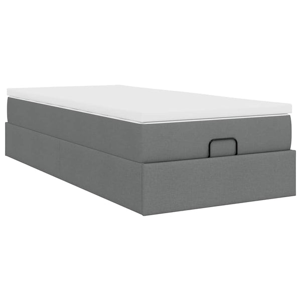 vidaXL Ottoman Bed with Mattress Dark Grey 80x200 cm Fabric