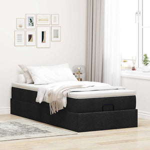 vidaXL Ottoman Bed with Mattress Black 80x200 cm Fabric