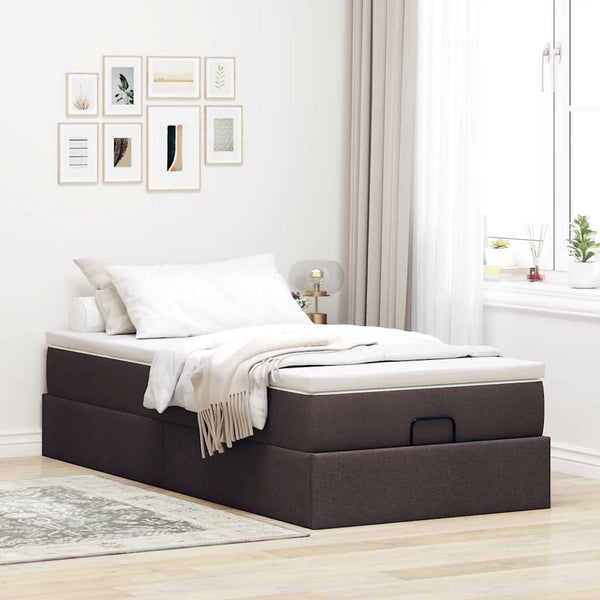 vidaXL Ottoman Bed with Mattress Dark Brown 80x200 cm Fabric