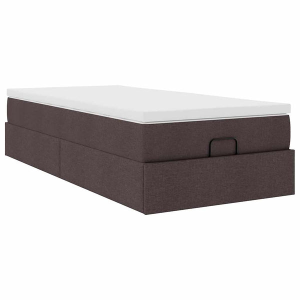 vidaXL Ottoman Bed with Mattress Dark Brown 80x200 cm Fabric